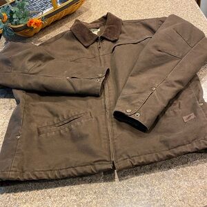 SAFTBAK Brown Fleece Lined Canvas Zip Work Coat Jacket Large Workwear / Utility